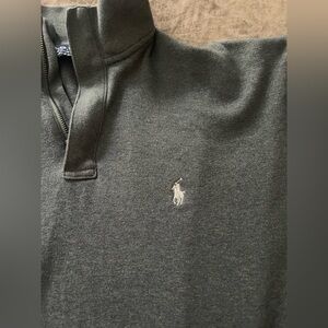 Polo Golf Ralph Lauren Gray Quarter Zip Bellerive Emblem Elbow Patches Sz Large